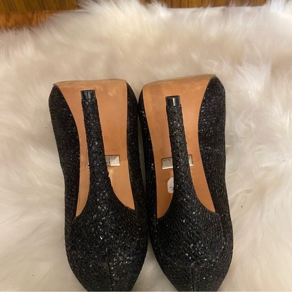 BNWOB Badgley Mischka Humble black sparkle peep toe heels in size 6 - Picture 7 of 11